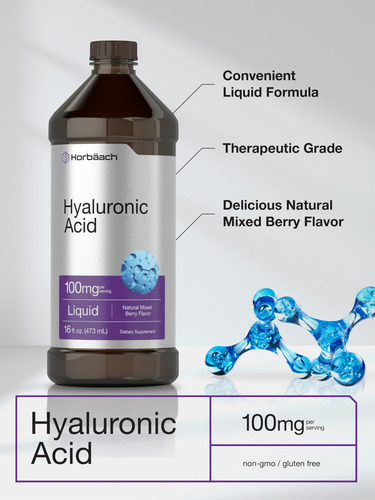 Suplemento Líquido De Ácido Hialurónico 100 Mg 16 Oz.