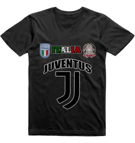 Remera Algodon Negra Juventus De Turin Italia