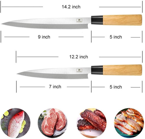 Imagen 7 de 8 de Cuchillo Sushi Sashimi 7 Y 9 Pulgadas Ac. Inox.