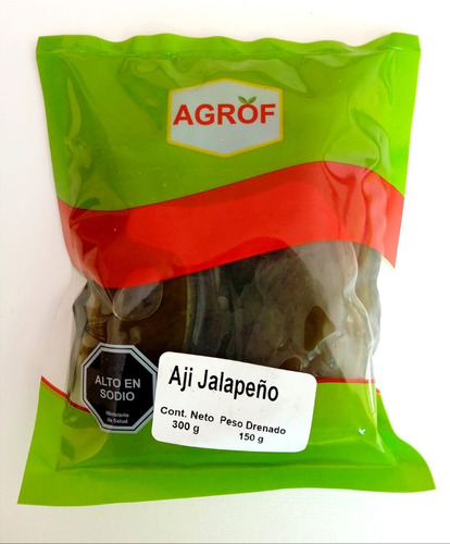 Aji Jalapeño Entero Encurtido, 150 Grs Drenados, De Agrof 