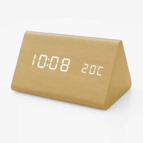 Reloj Digital De Madera Fecha Y Temperatura