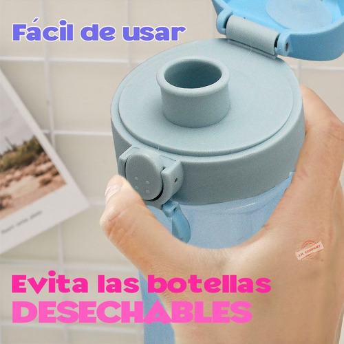 Imagen 4 de 8 de Botella De Agua Deportiva 600 Ml Antiderrame Con Jareta 9256