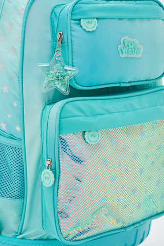 Mochila Escolar Fw Fun World Lovely 18l Color Aqua Diseño De La Tela Lisa