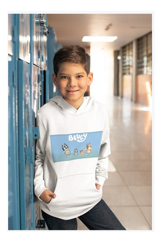 Poleron Infantil Unisex Bluey Perrito Familia Estampado 