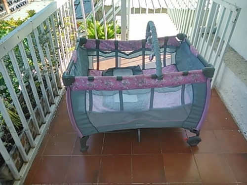 Corral Para Bebe Niñas Rosado Y Gris Mosquitero Buen Estado