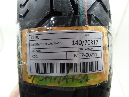 Imagen 4 de 4 de Cubierta 140/70r17 Duro Tour Carapace 66h S/ Camara Motostop