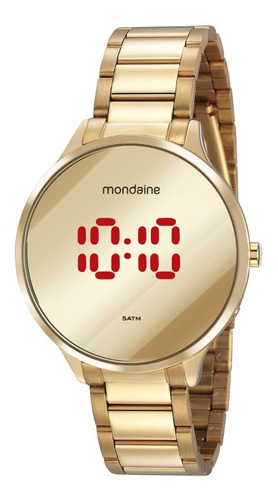 Relógio Feminino Dourado Led Mondaine 32060lpmvde1