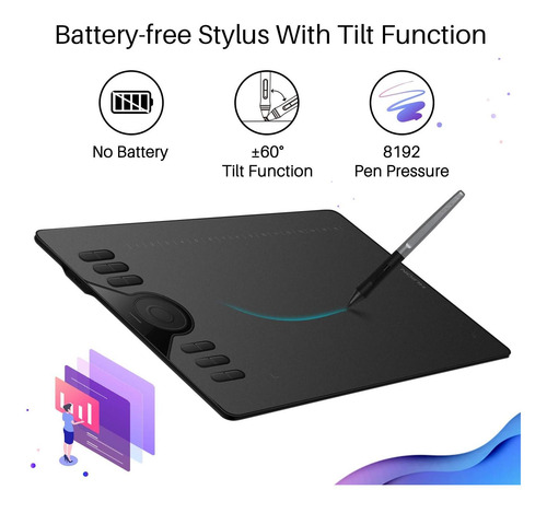 Tableta Huion Drawing Hs610 Tableta Gráfica Con Función De Y