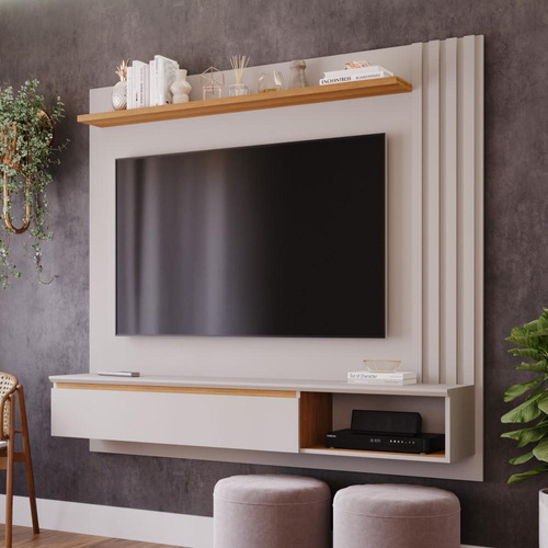 Painel Para Tv 60 Polegadas Panama Plus Mdf Off White Nature