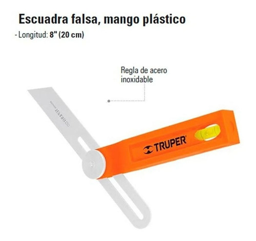 Imagen 2 de 8 de Falsa Escuadra Cabo Plastico 8 Truper 14382 P