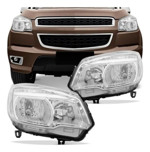 Farol S10 2012 A 2019 Lt S/ Projetor Duplo Mascara Cromada