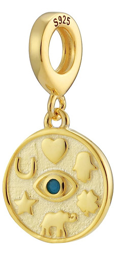 Amuleto De La Suerte De Oro Mágico Y Turquesa 925 Talla De A