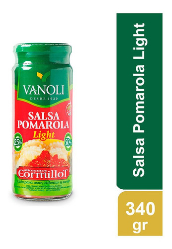 Salsa Pomarola Light Cormillot Vanoli X 340 Gr