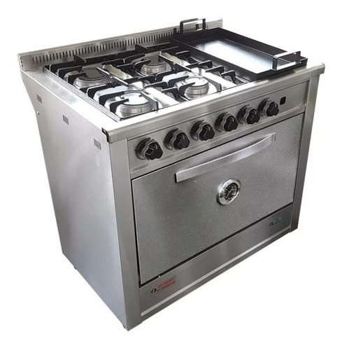 Cocina Fornax Industrial 90 Cm 4 H + Plancha Acero Inox.