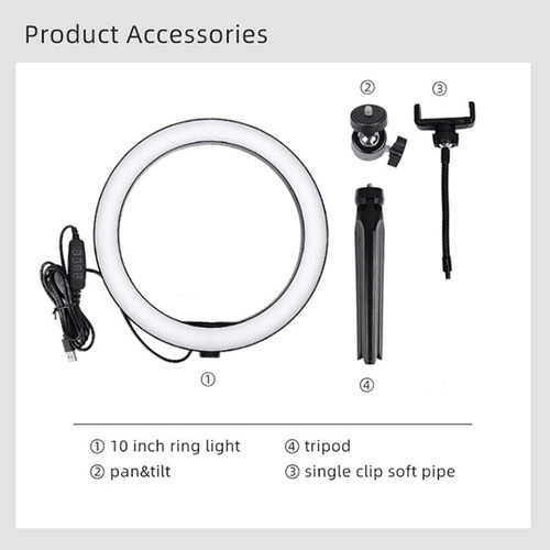 Luz Aro Led Regulable En Trípode Para Selfie 10 In
