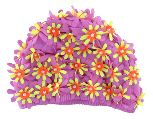 Clispeed Gorro Natacion Perla Floral Para Mujer Gorra Baño