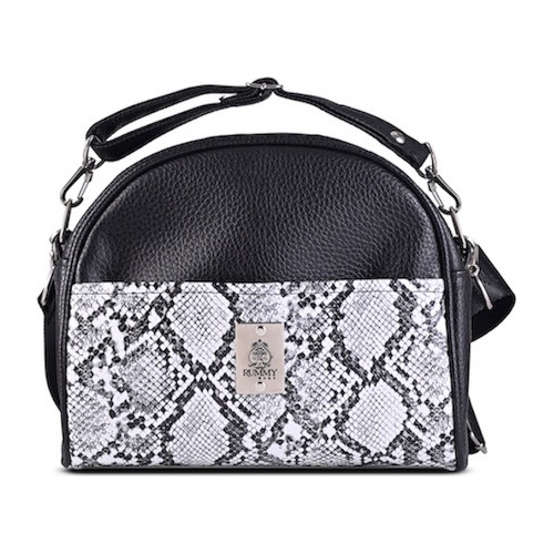 Cartera Bandolera Rummy Bartos Acabado De Los Herrajes Níquel Color Negro Reptil Diseño De La Tela Eco Cuero