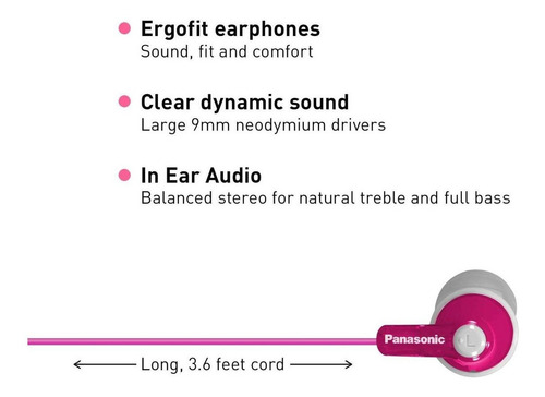 Auriculares Panasonic Ergo Fit In Ear Rosa