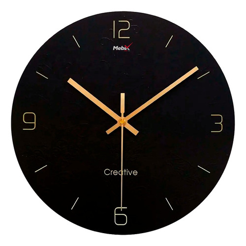 Reloj De Pared Diseño Cristal Vintage Rústico 30cm Estructura Negro