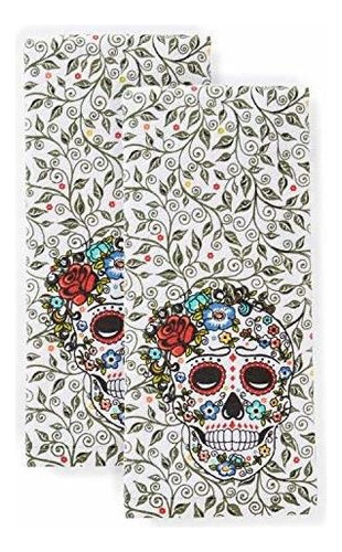 Fiesta Skull & Vine - Juego De Toallas De Cocina, 16  X 28 