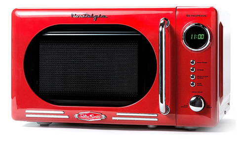 Microondas Retro Nostalgia 700w 0.7 Cu Ft Dial Cromado Rojo