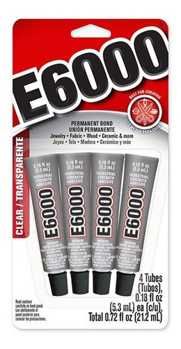 Pegamento Transparente E6000 Mini 4 pack color transparente de 500g - Pack de 4 unidades