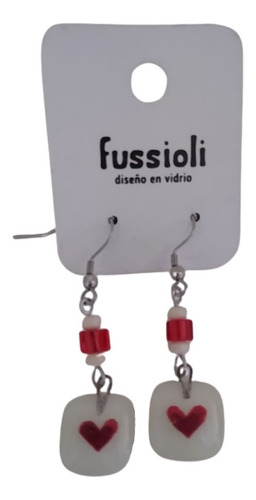 Imagen 4 de 6 de Aretes Largos Con Corazón Pintado A Mano