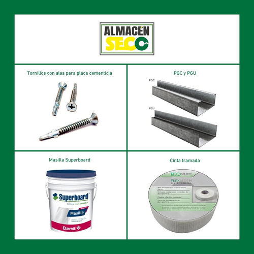 Placa Cementicia Entrepiso Superboard Borde Recto 15 Mm