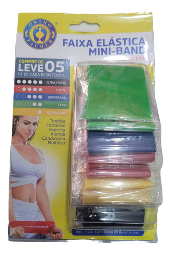 Kit Faixa Elastica Mini-band 5 Faixas Ortho Pauher