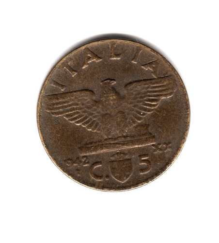 Italia Reino Moneda 5 Centesimi Año 1942 R Km#73a