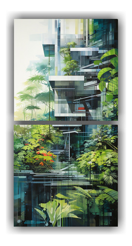 80x40cm Cuadro Abstracto Arquitectura Y Decoración Natural