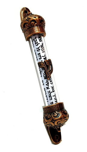 Mezuzah Jerusalem Silver, Vidrio Con Corona De Peltre, 10 Cm