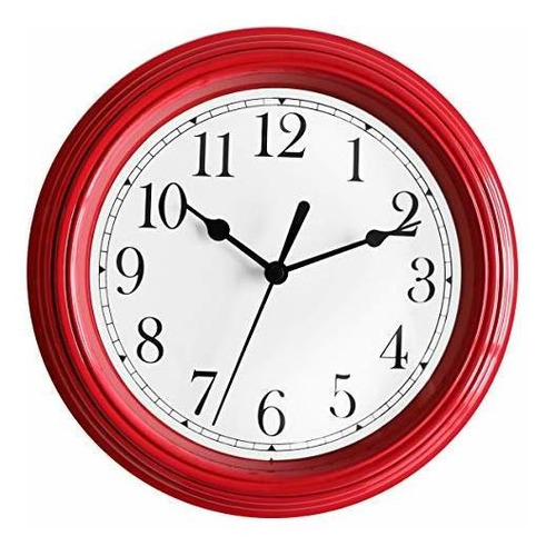 Reloj De Pared - Foxtop Reloj De Pared Rojo De 9 Pulgadas, R