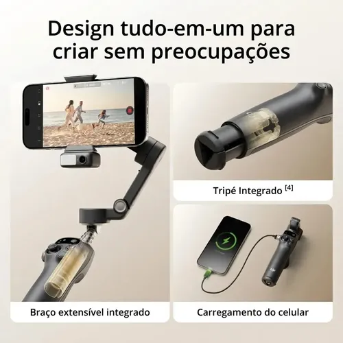DJI Osmo Mobile 7P para celulares, iPhone e Android, rastreamento