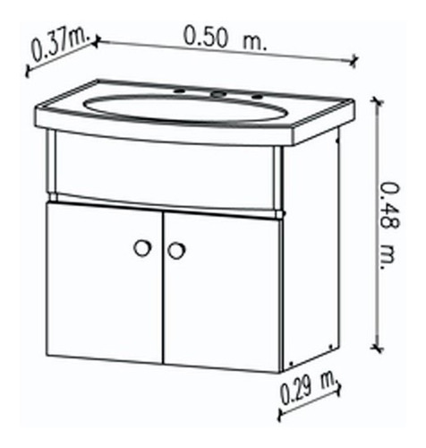 Imagen 2 de 5 de Combo Vanitory Colgante 50 Cm Griferia Lavatorio Peirano Eg