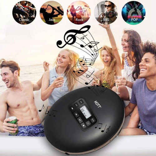 Reproductor De Cd Portatil Hott | Compacto Personal | Negro