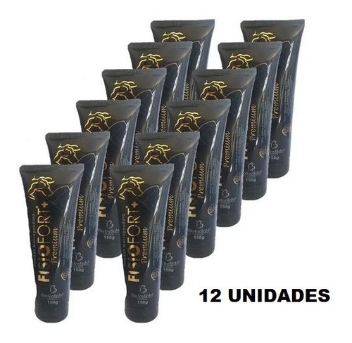 12 Fisiofort Premium Preta Pomada Massageadora 150g Atacado