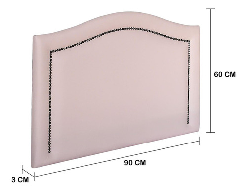 Cabeceira Solteiro Curva Luxo Courino Rosa Com Tachas Fumê