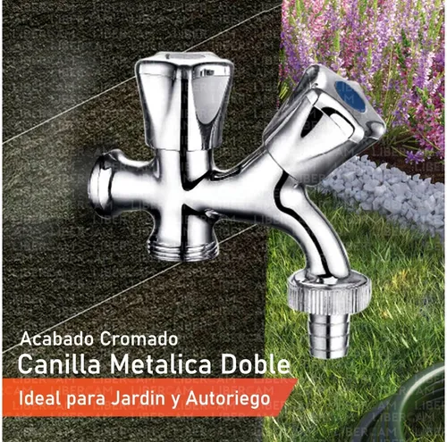 Canilla Doble Para Lavarropas Plastica Cromada Fiting Shop