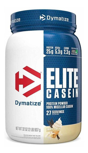 Suplemento en polvo Dymatize  Elite Casein proteínas sabor smooth vainilla en pote de 907g