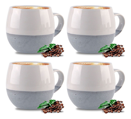 Juego De 4 Tazas Para Café Te Cerámica 460ml Chefmaker