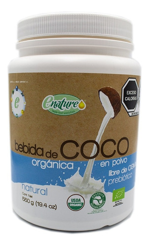 Imagen 1 de 2 de Bebida De Coco Orgánica Sabor Natural Enature 550 G