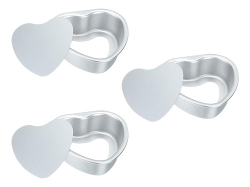 Uxcell 3 Pcs Pastel De Pastel De Corazón Antiadherente 3.3x3