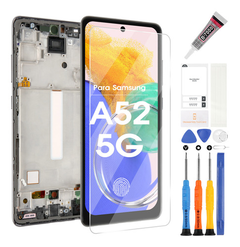 Pantalla Táctil Oled De La Marca Agcut Con Marco Para Samsung Galaxy A52 5g Sm-a526b, Sm-a526b/ds, Sm-a5260, Sm-a526w, Sm-a526u, Sm-a526u1 (compatible Con Huella Digital)