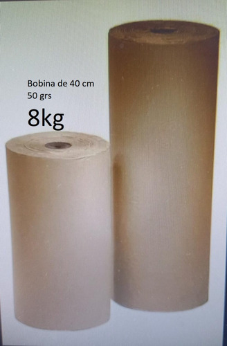 Bobina De Papel Kraft Marrón 40 Cm. X 8 Kg. Aprox. 50 Grs