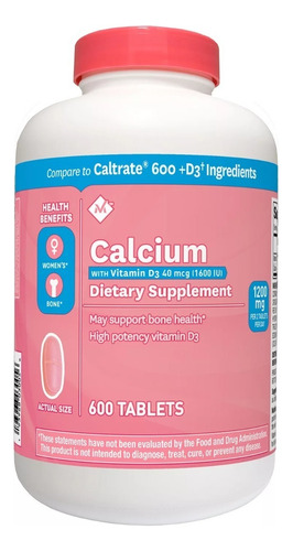 Calcio + Vitamina D3 600 Tabletas Premium Pack Eg S15 Sabor Nd