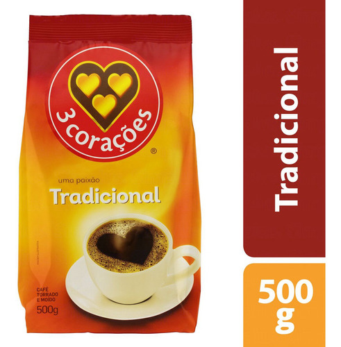 3 Corações Tradicional café em pó torrado e moído tradicional 500g