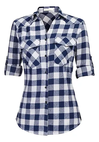 Camisa a cuadros azul mujer hotsell