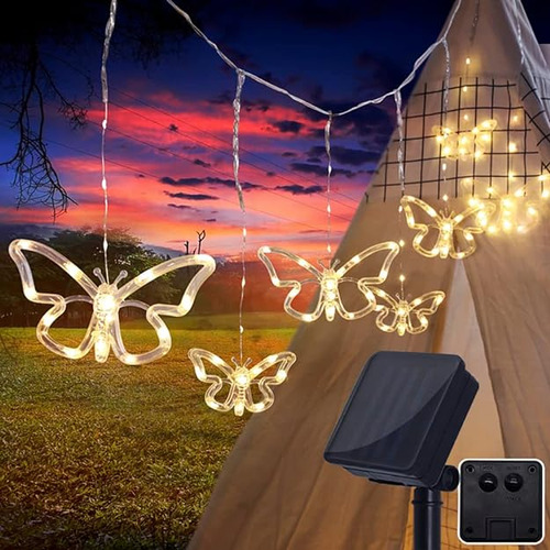 Guirnalda De Luces Solares Usb De Mariposa Para Interiores Y