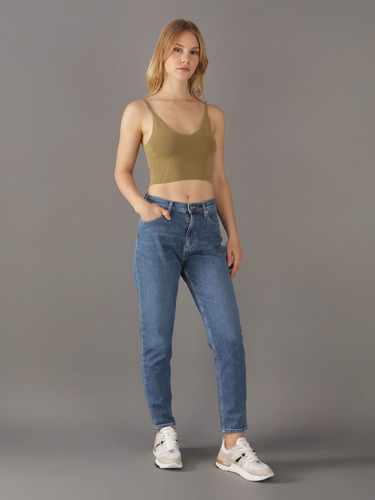 Top Verde Calvin Klein Acanalado Mujer